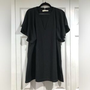 VIVIfashion Women' s Top Split V Neck Ruffle Sleeve Blouse Shirt Loose Tunic